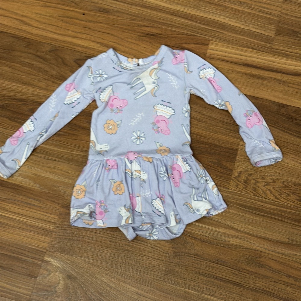 Bums & Roses Peppa Pig Baby Girls 6-12 Months Twirly Bodysuit Dress Bamboo VGC